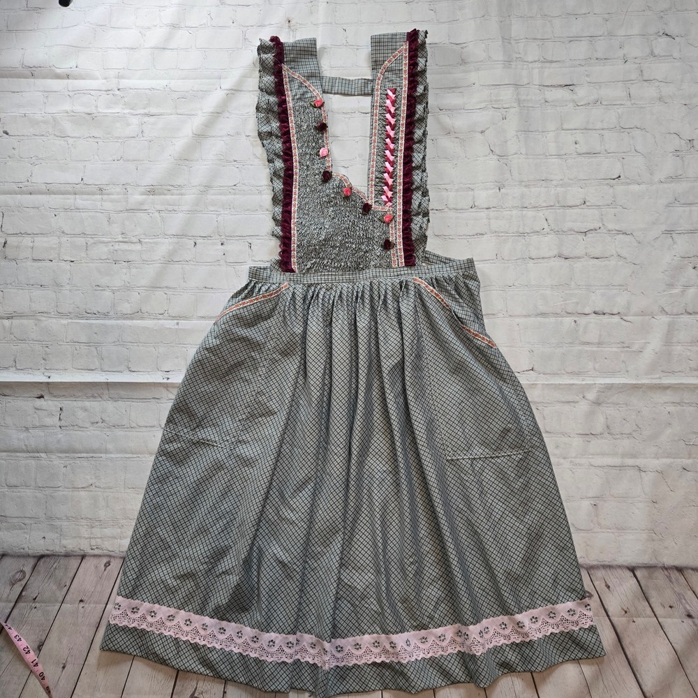 Handmade Milkmaid Apron Smock Dress Cottagecore Rosette One Size tradwife